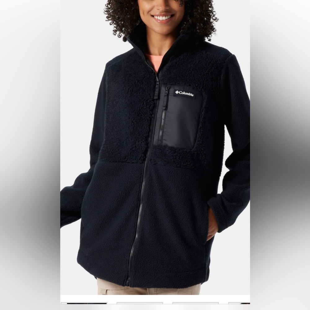 NEW Columbia Lodge Sherpa Full Zip Fleece jacket Med Navy.     Never opened